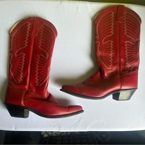 Red Cowgirl boots American Made Texas Genuine leather